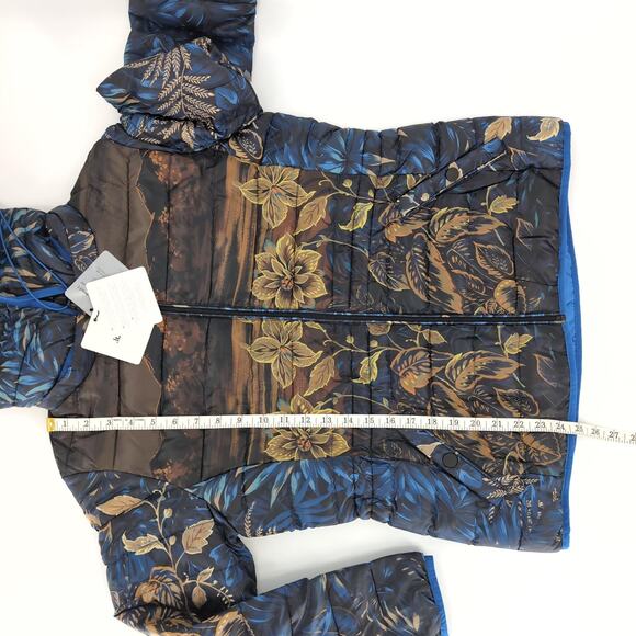 Desigual Blue Floral Puffer Padded Women's Ankor Jacket w Hood - US Size M - NWT - Picture 10 of 16